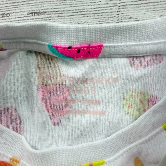 Primark Girls Tank Top White Ice Cream Watermelon Print Ruffle NWT 5-6 - Picture 2 of 4